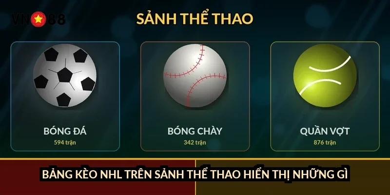 Cá cược khúc côn cầu NHL VN88: 4 kèo chính và cách đọc bảng 1 Bảng kèo NHL trên sảnh thể thao hiển thị những gì?